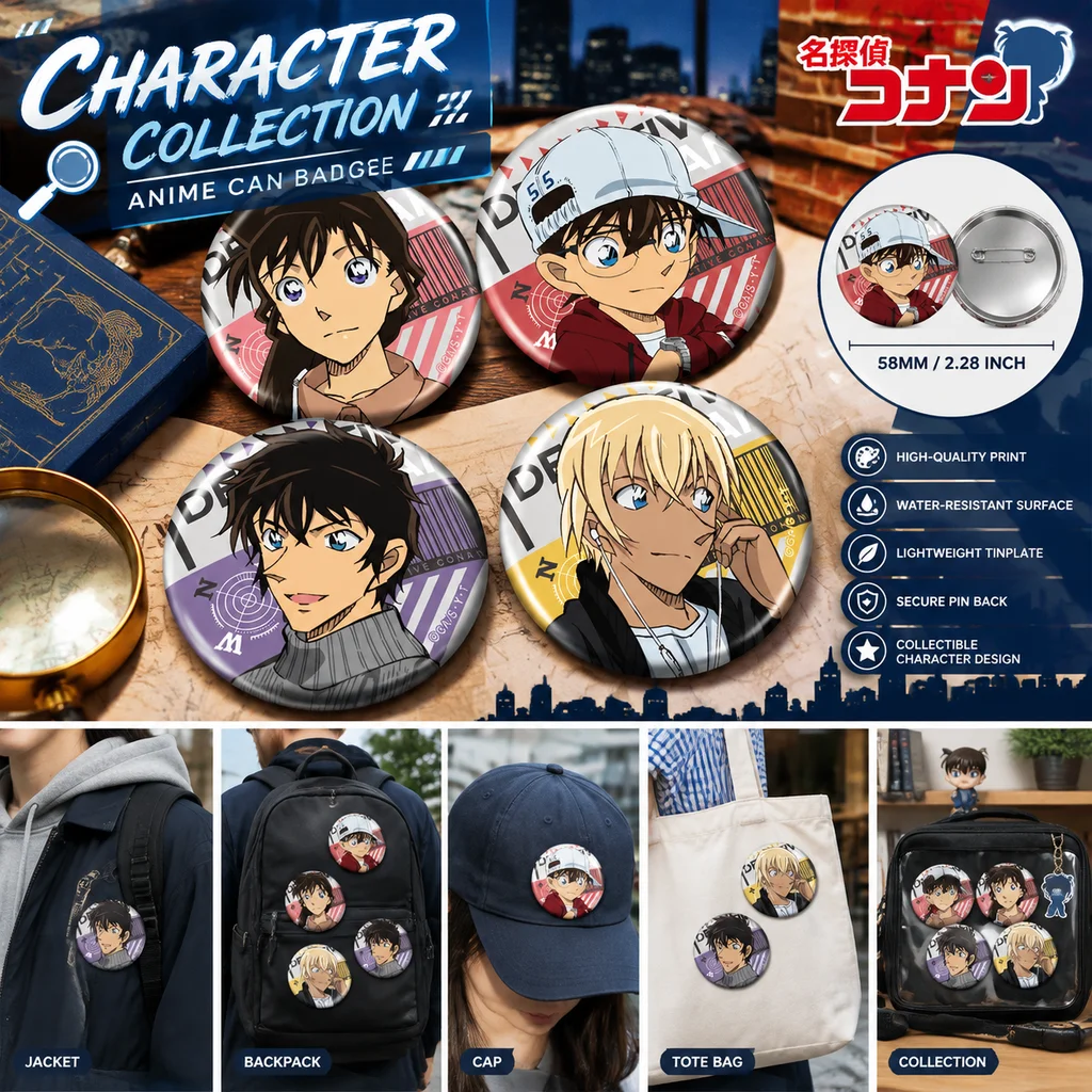Anime Merchandise In Japanese - Japoński merch z detektywem Conanem, metalowa